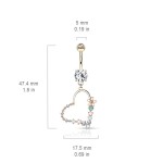 Piercing do pupíku se srdíčkem, čirý zirkon