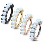 Zlacený piercing kruh s opály, 1,0 x 10 mm