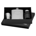 Ocelová kapesní lahev - placatka 220ml + 4 kalíšky 30ml a trychtýřek