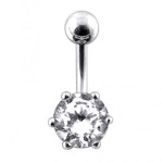 Stříbrný piercing do pupíku se zirkonem (tyrkysová)