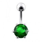 Stříbrný piercing do pupíku se zirkonem (tyrkysová)