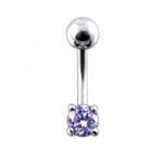 Stříbrný piercing do pupíku, zirkon (tyrkysová)