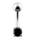 Stříbrný piercing do pupíku, zirkon (tyrkysová)