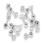 Cartilage piercing do ucha, čirý kámen (4 mm, 1,2 x 6 mm)