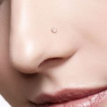 Zlacený zahnutý piercing do nosu čtvereček - čirý zirkon (žluté zlato) [5]