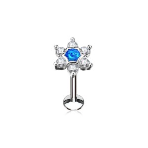 Piercing do brady kytička 1,2 x 8 mm, modrý opál