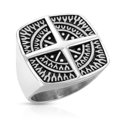 Pánský ocelový prsten kompas (62)