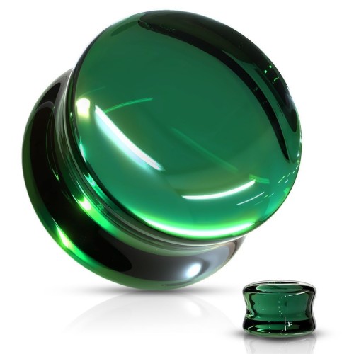 Skleněný plug do ucha zelený (6 mm)