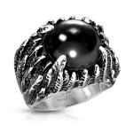 Pánský ocelový prsten s černým kamenem (72) [2]