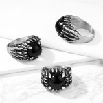 Pánský ocelový prsten s černým kamenem (72) [3]