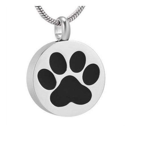 Náhrdelník - pamětní přívěsek, pietní přívěsek, přívěsek na popel kulatý s tlapkou