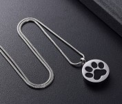 Náhrdelník - pamětní přívěsek, pietní přívěsek, přívěsek na popel kulatý s tlapkou