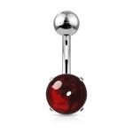 Piercing do pupíku s kulatým kamenem (zelená, 1,6 x 10 mm)