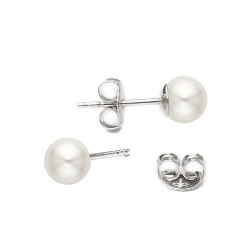 Stříbrné perlové náušnice - bílé perly 8 mm