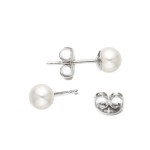 Stříbrné perlové náušnice - bílé perly 3 mm [0]