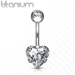 Piercing do pupíku srdce - TITAN (tyrkysová)