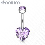 Piercing do pupíku srdce - TITAN (tyrkysová)