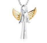 Náhrdelník - pamětní přívěsek, pietní přívěsek, přívěsek na popel anděl ocelový gold