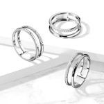 Dvojitý ocelový prsten se zirkony (52) [5]