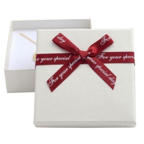 Dárková krabička na soupravu šperků, bílá s červenou mašlí