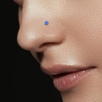 Zahnutý piercing do nosu - opál (fialová) [11]