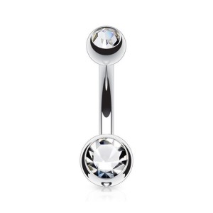 Piercing do pupíku - banánek malý 1,6 x 8 mm, CRYSTAL