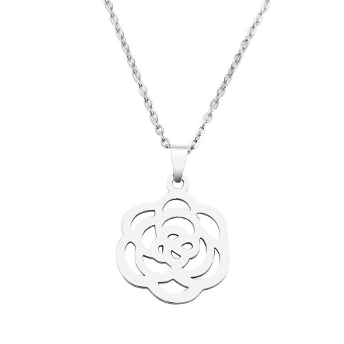 Ocelový náhrdelník s růžičkou