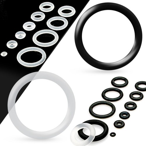 Piercing - náhradní černá gumička na plug (černá, 22 mm)