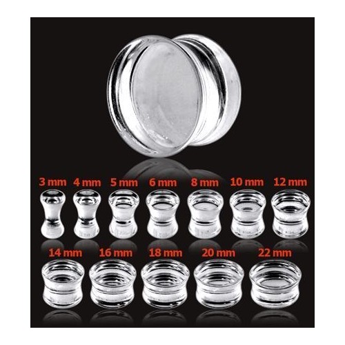 Průhledný akrylátový plug do ucha (12 mm)