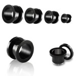 Ocelový tunel do ucha - černý (10 mm)