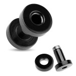 Ocelový tunel do ucha - černý (1,2 mm)