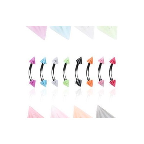 Piercing do obočí s pruhovanými hrotíky (bílá)