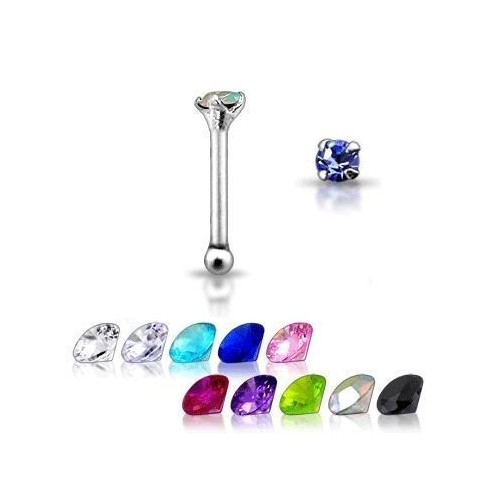 Stříbrný piercing do nosu - kamínek (světle zelená)