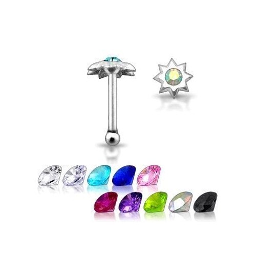 Stříbrný piercing do nosu - hvězdička (čirá)
