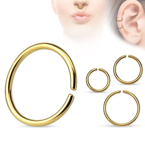 Piercing do nosu - kruh zlacený (1,0 x 8 mm)