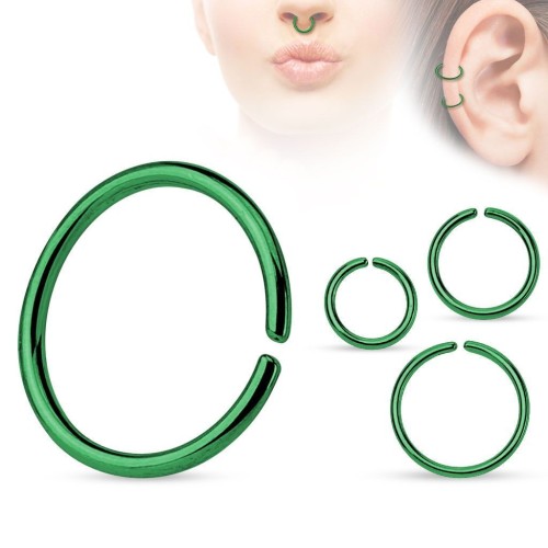 Piercing do nosu - kruh zelený (0,8 x 8 mm)