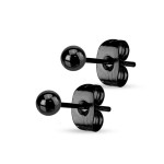 Ocelové náušnice - kuličky černé (3 mm)