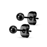Ocelové náušnice - kuličky černé (3 mm)