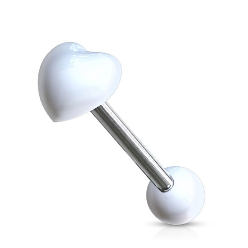 Piercing do jazyku - srdíčko (bílá)