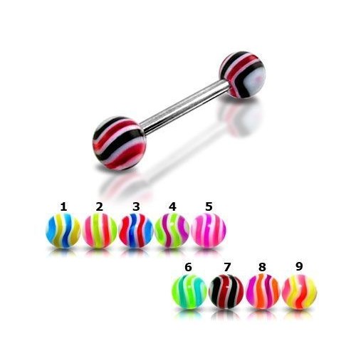 Piercing do jazyka akrylát (žlutá/modrá)