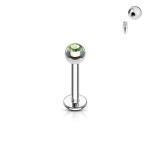 Piercing do brady - labreta (světle fialová, 3 mm, 1,2 x 10 mm)