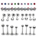 Piercing do brady - labreta (černá, 3 mm, 1,2 x 10 mm)