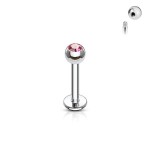 Piercing do brady - labreta (růžová, 3 mm, 1,2 x 8 mm)