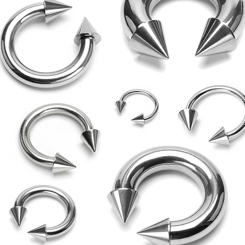 Piercing - podkova s hroty, tl. 1,2 mm (1,2 x 11 mm, 4 x 4 mm)