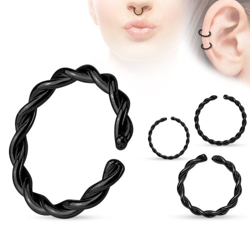 Piercing do nosu - kruh černý (1,0 x 8 mm)