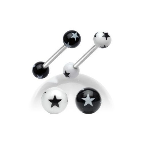 Piercing do jazyku s hvězdami (černá)