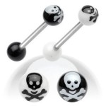 Piercing do jazyku - lebka (černá)