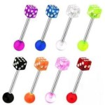 Piercing do jazyku - hrací kostka (červená)