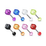 Piercing do jazyku - hrací kostka (červená)