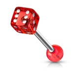 Piercing do jazyku - hrací kostka (černá)